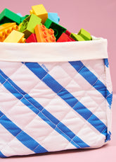 Caixa Organizadora Média - Listrado Anil